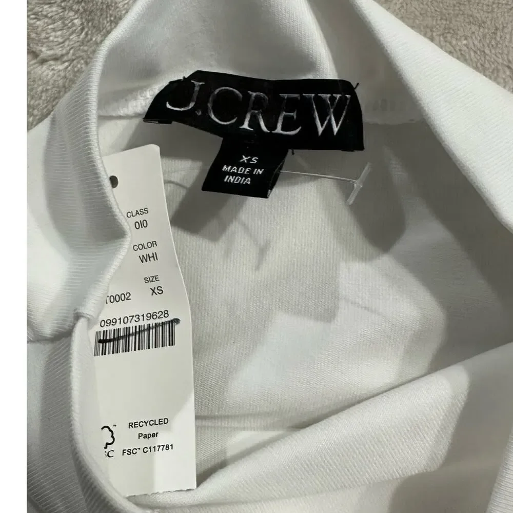 .Crew Fitted Mockneck Tank Top Women's XS White Stretch Cotton Blend NWT
